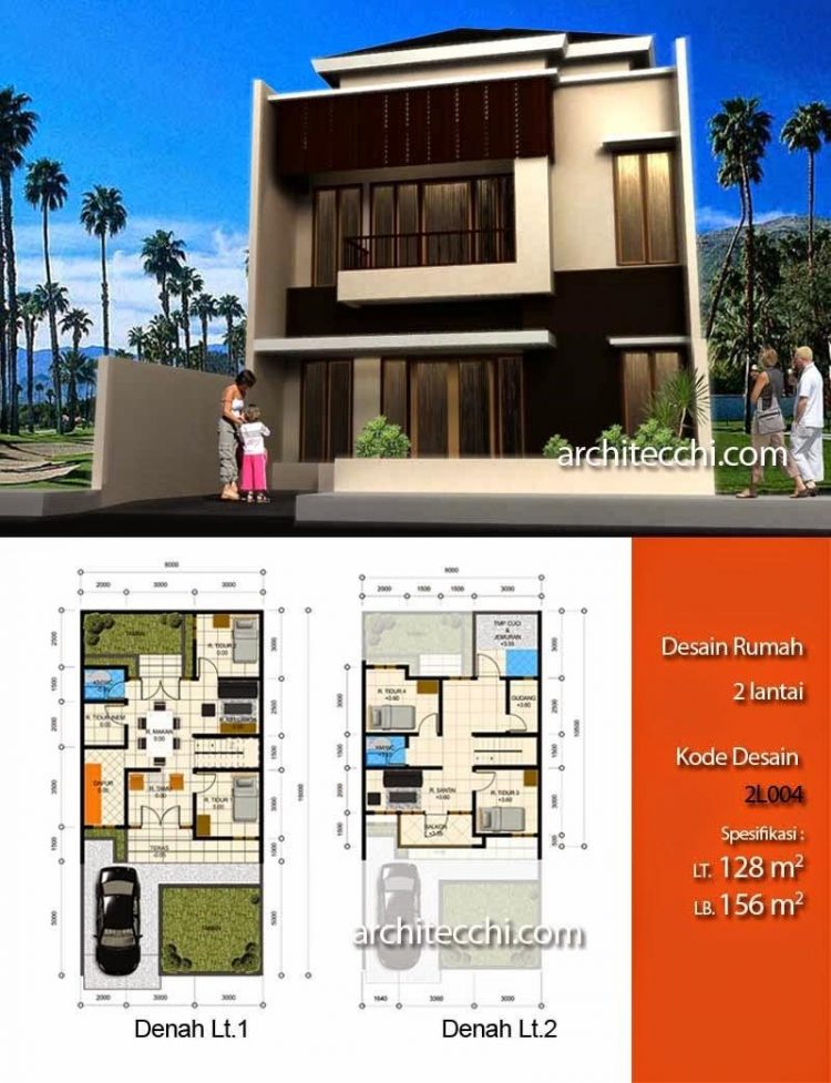 √ 30+ Desain & Denah Rumah Minimalis 2 Lantai Sederhana Modern