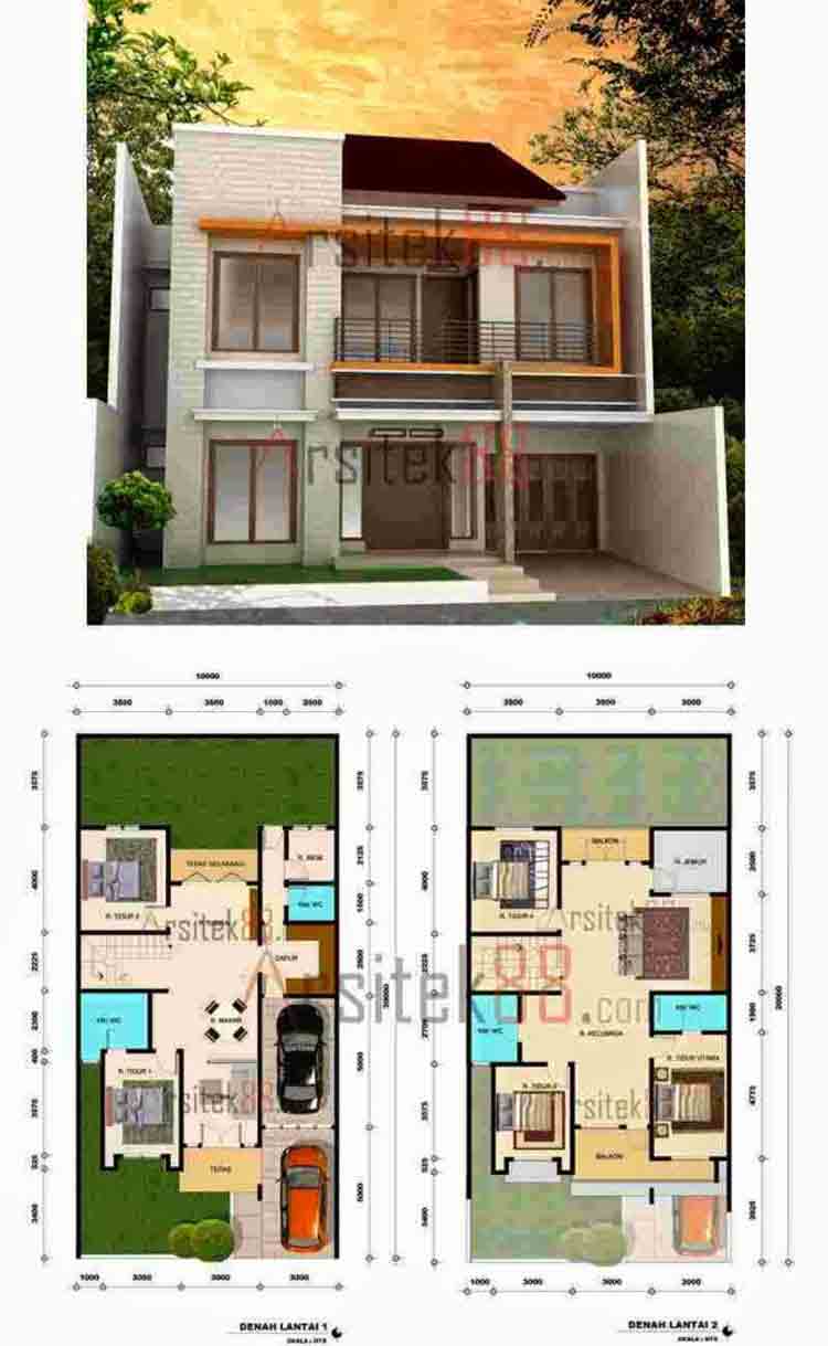 30 Desain  Denah Rumah  Minimalis  2 Lantai  Sederhana  Modern