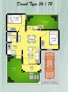 30+ denah rumah type 36, desain minimalis 1 & 2 lantai