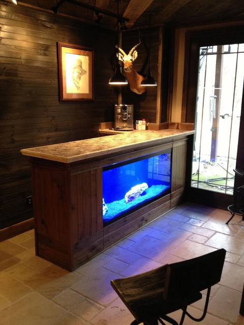 meja aquarium terbuat dari kayu